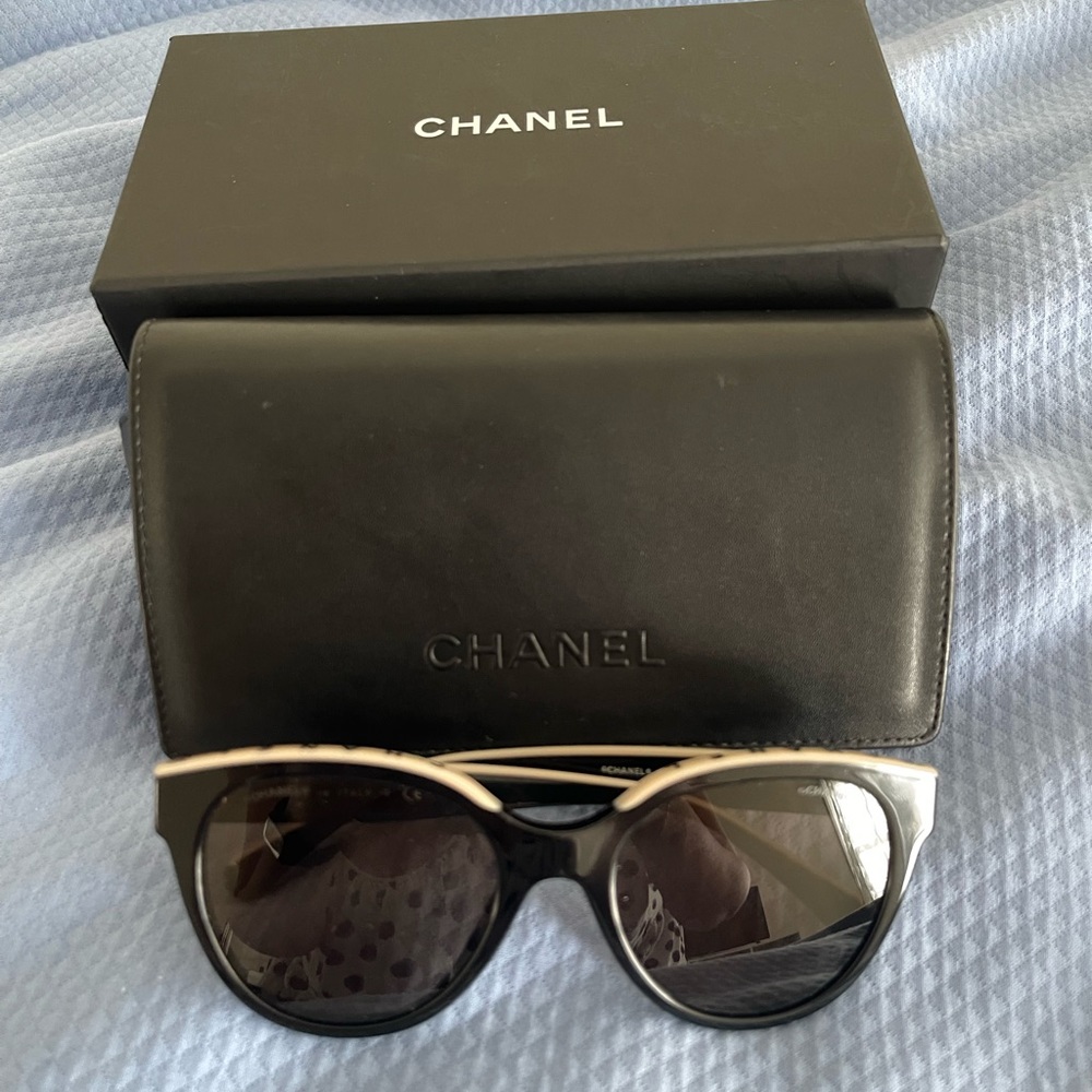 Chanel Butterfly Sunglasses 54mm Black & Beige